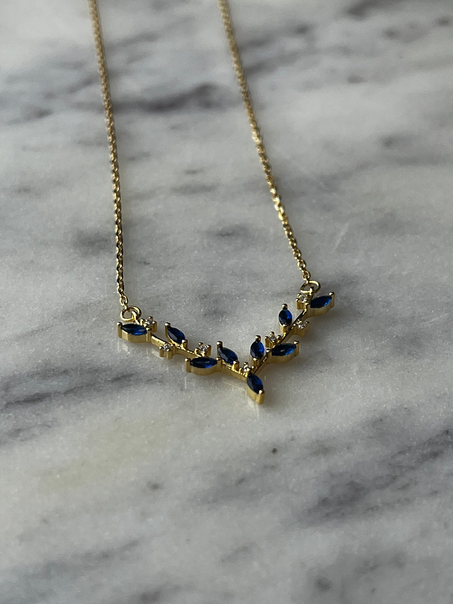 V Shaped Sapphire Necklace